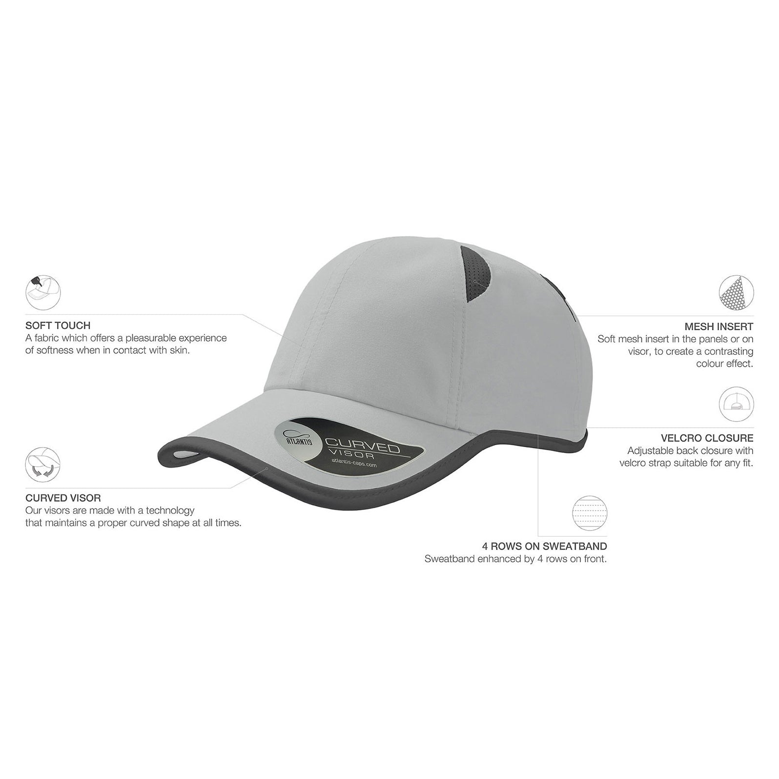 Atlantis Gym Runner Cap Adjustable Grey Grey Grå AT630