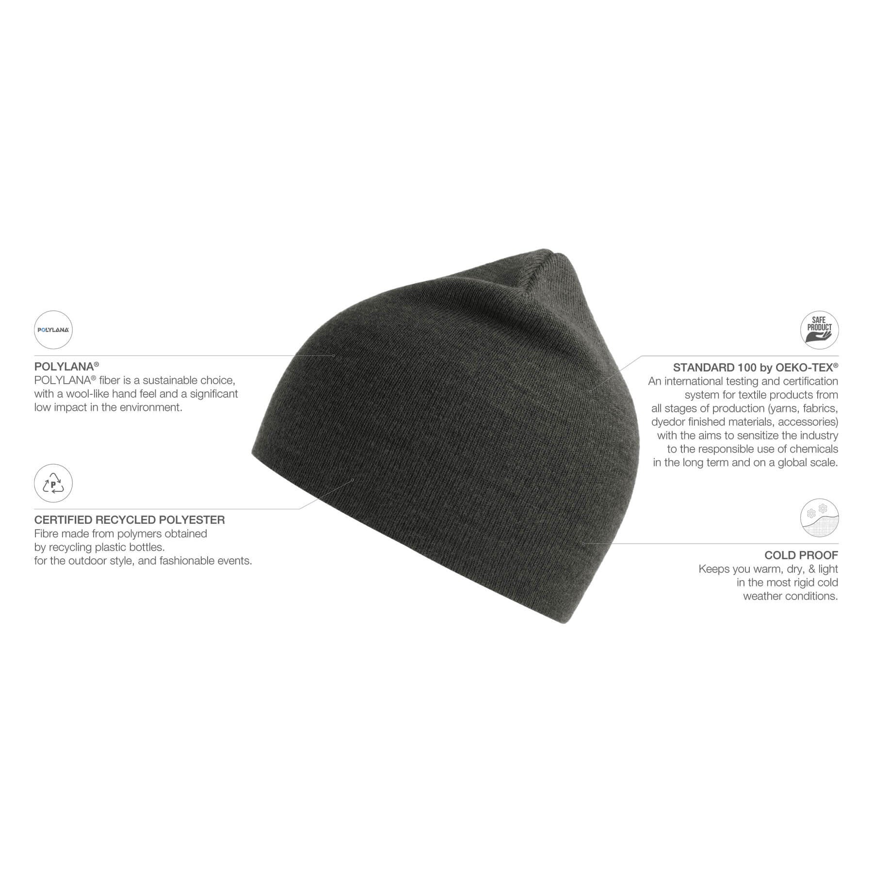 Atlantis Holly Beanie Dark Grey Melange Grå AT102