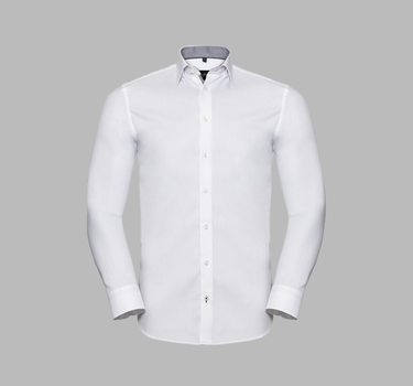 Russel Collection - Men´s L/S Tailored Contrast Herringbone Shirt - Langærmet Skjorte - Z964