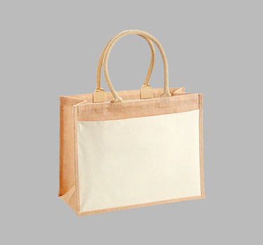 Westford Mill - Cotton Pocket Jute Shopper - Jute-Mulepose - WM427 - Med Eget Logo
