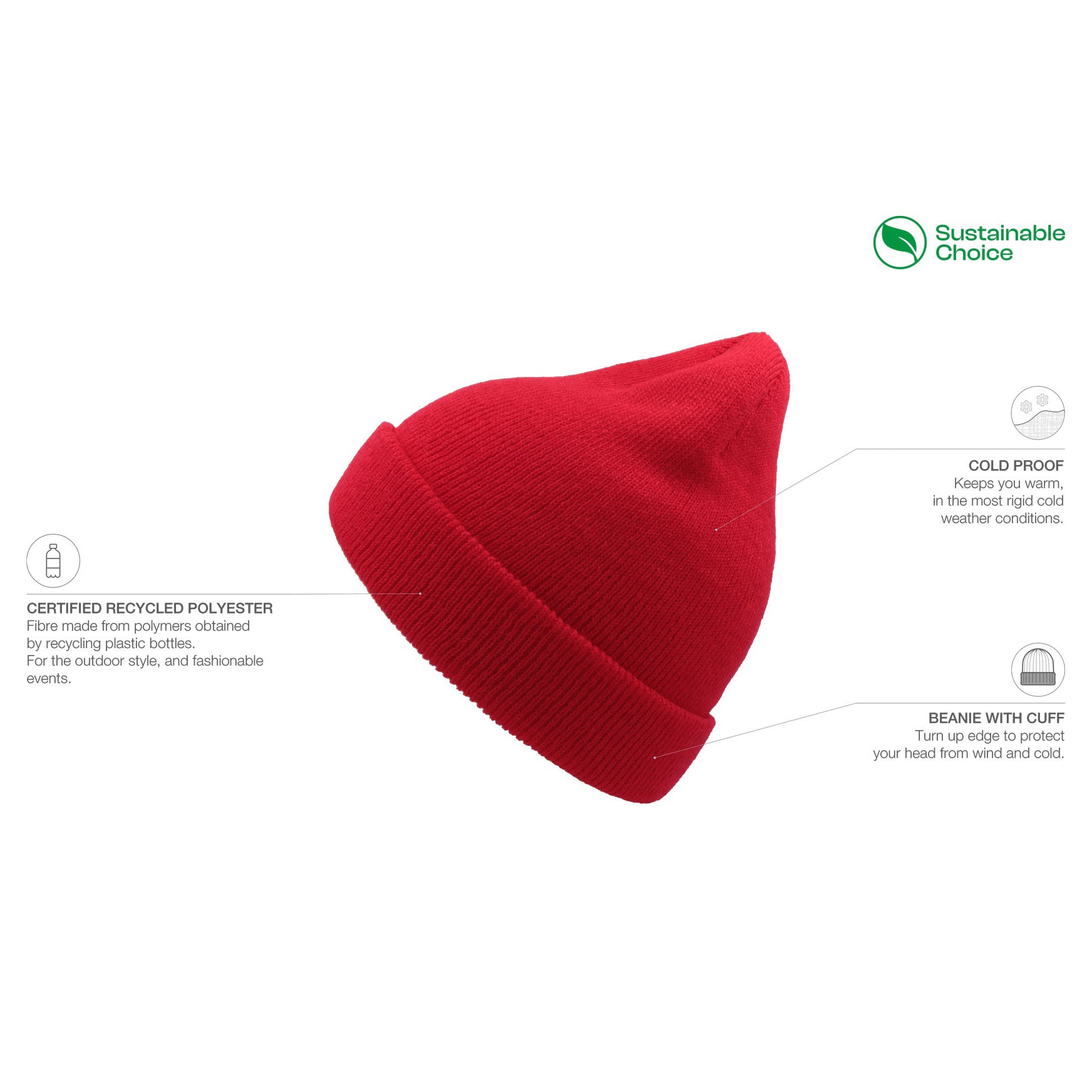 Atlantis Kids Wind Recycled Beanie Red Rød AT124