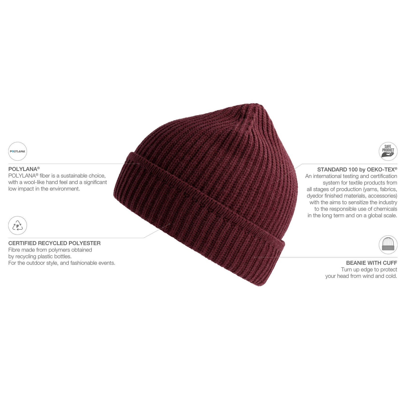 Atlantis Maple Beanie Burgundy Melange Rød AT101