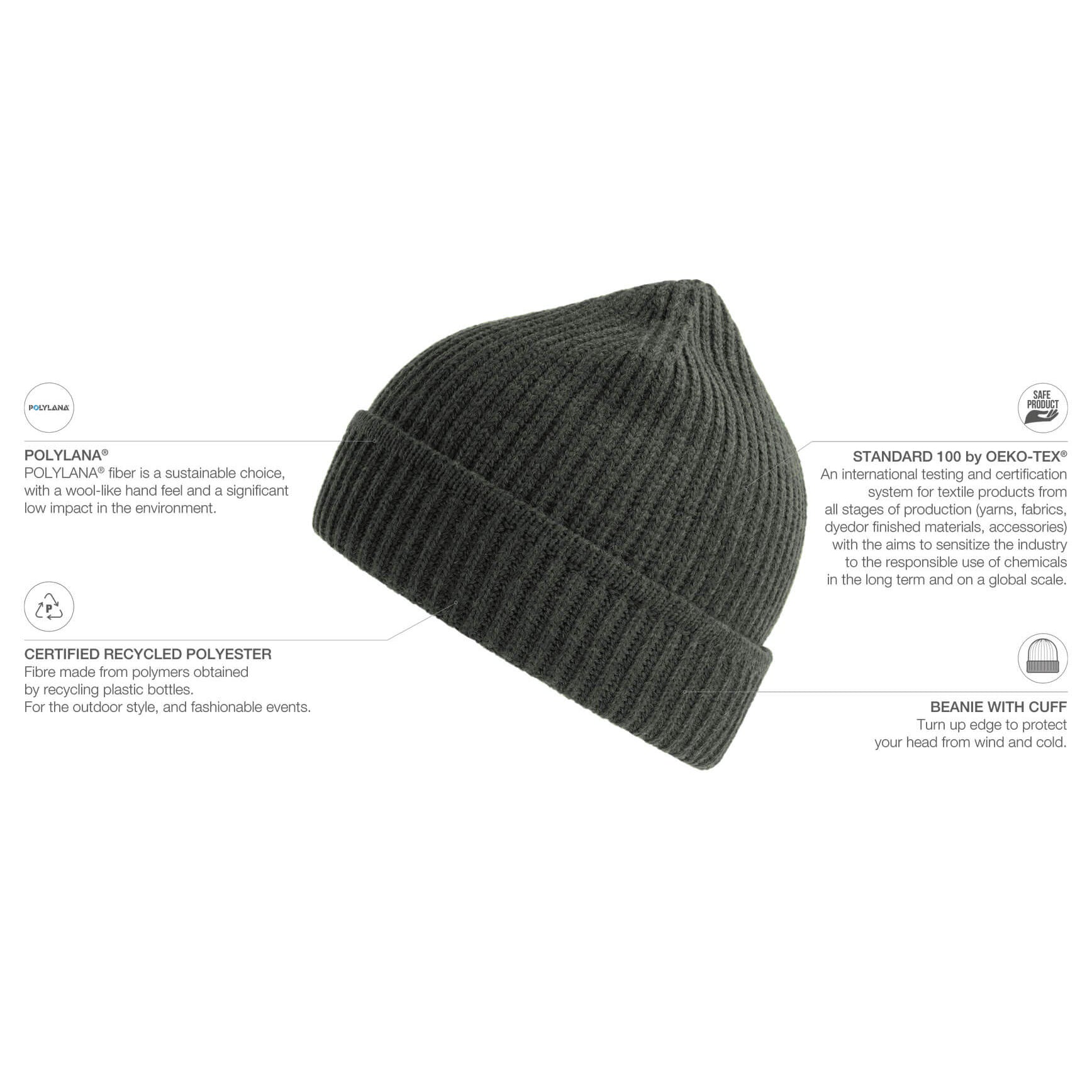 Atlantis Maple Beanie Dark Grey Melange Grå AT101