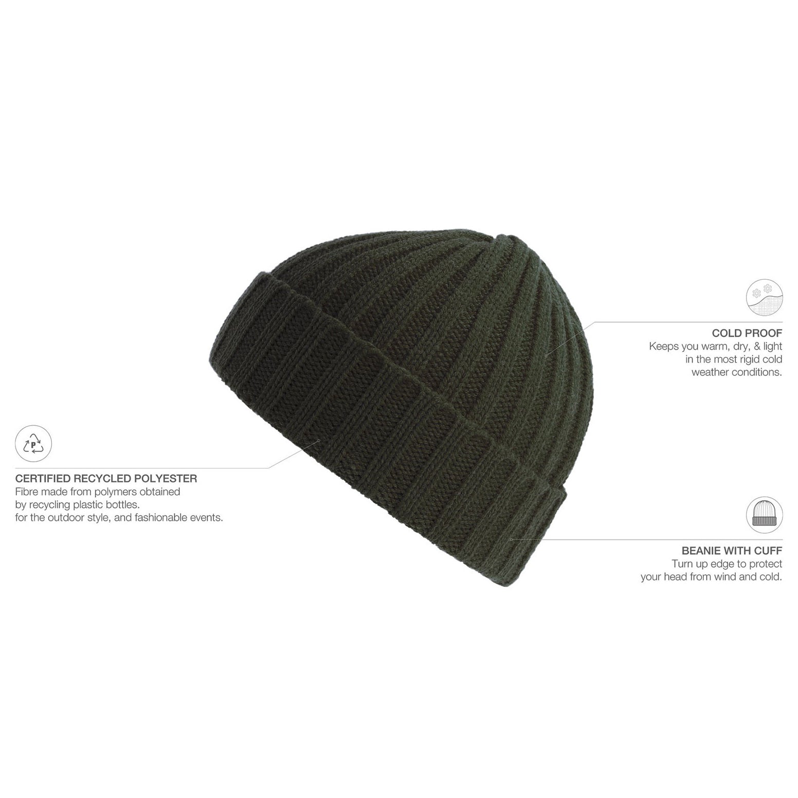 Atlantis Shore Beanie Olive Grøn AT803