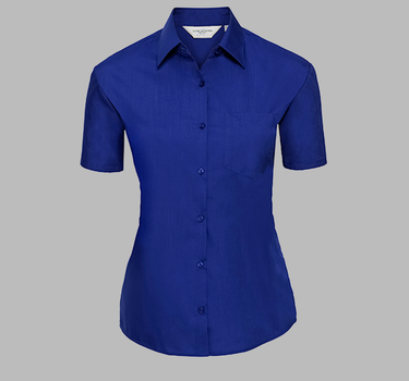 Russell Collection - Ladies´ Short Sleeve Poly-Cotton Easy Care Poplin Shirt - Dame - Kortærmet Skjorte - Z935F
