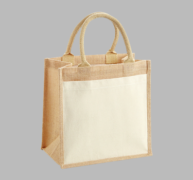 Westford Mill - Cotton Pocket Jute Midi Bag - Jute Mulepose - WM426 - Med Eget Logo