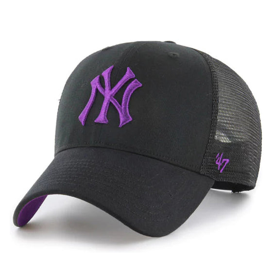 47 Brand NY Yankees MVP Ballpark Trucker Snapback Black Purple Sort Lilla B-BLMSH17GWP-BK 