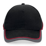 Beechfield Teamwear Competetion Cap Adjustable Black Graphite Grey Classic Red Sort Grå Rød