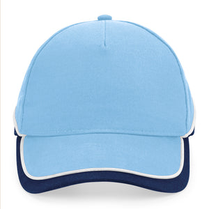 Beechfield Teamwear Competetion Cap Adjustable Sky Blue French Navy White Blå Hvid CB171