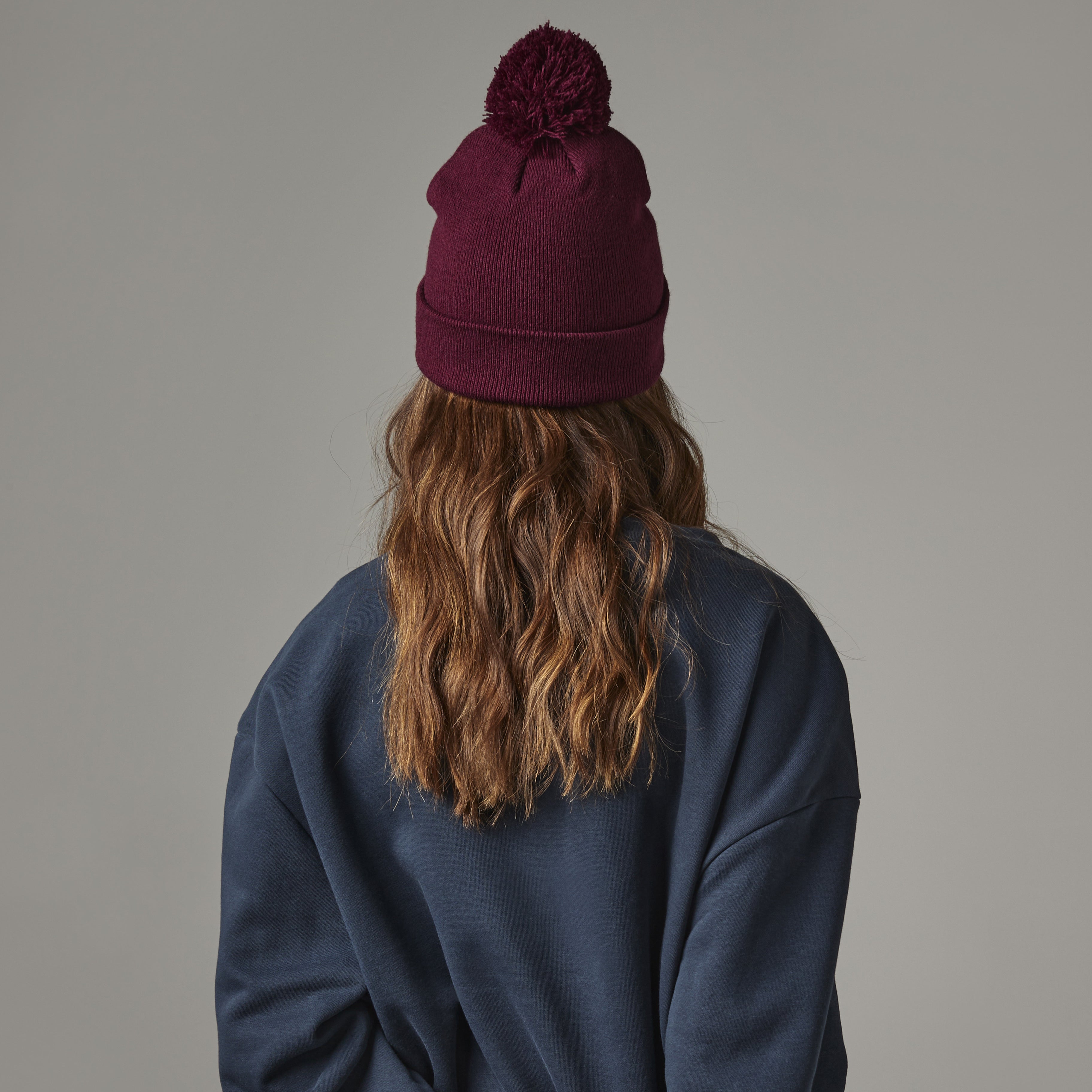 Beechfield Original Pom Pom Beanie Burgundy Rød B426