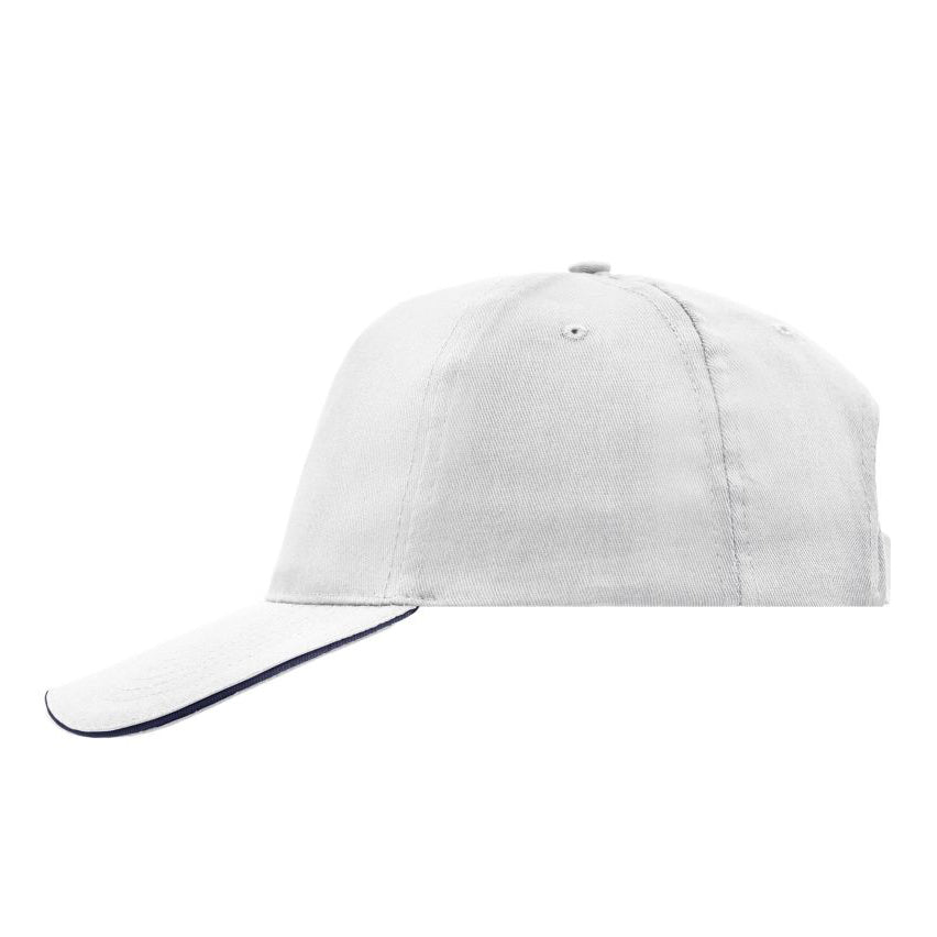 Myrtle Beach 5 Panel Promo Sandwich Cap Adjustable White Navy Hvid Blå MB6552