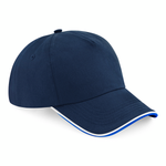 Beechfield Authentic Piped Peak Adjustable French Navy Bright Royal White Blå Hvid CB25C