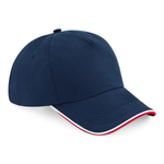 Beechfield Authentic Piped Peak Adjustable French Navy Classic Red White Blå Rød Hvid CB25C