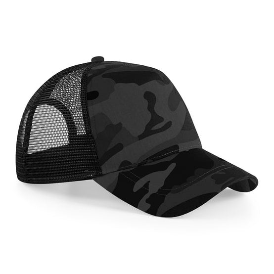 Beechfield Camo Trucker Snapback Trucker Midnight Camo Black Sort CB694