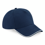 Beechfield Authentic Piped Peak Adjustable French Navy White Blå Hvid CB25C