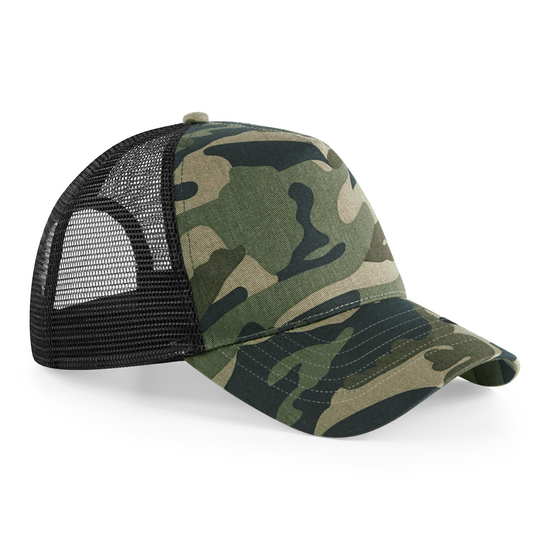 Beechfield Camo Trucker Snapback Trucker Jungle Camo Black Sort CB694