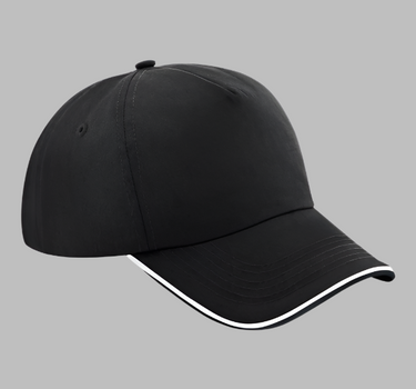 Beechfield Authentic Piped Peak Adjustable Black White Sort Hvid CB25C