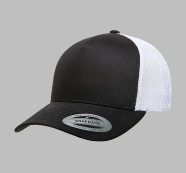 Flexfit Yupoong Trucker 5 Panel Snapback 6506 Black White Sort Hvid