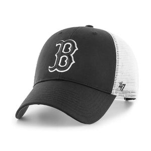 47 Brand Boston Red Sox MVP Branson Trucker Snapback Black White Sort Hvid B-BRANS02CTP-BKB