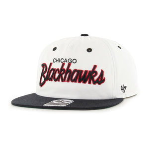 47 Brand NHL Chicago Blackhawks HVIN Captain RT Snapback White Black Hvid Sort HVIN-CSCRF04GWP-WH60