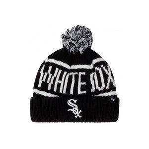 47 Brand Chicago White Sox Calgary Beanie Pom Pom Black White Sort Hvid B-CGLY06ACEXH-BK 