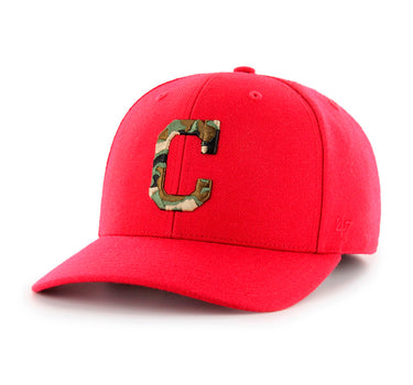 47 Brand Cleveland Indians MVP DT Camfill Adjustable Velcro Justerbar Red Camo Rød Camouflage B-CAMFL02WBV-RD