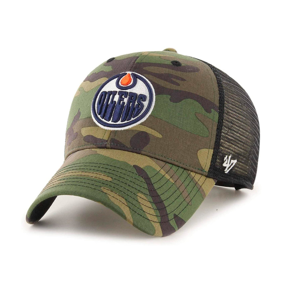 47 Brand Edmonton Oilers MVP Branson Trucker Snapback Camo Black Camouflage Sort H-CBRAN06GWP-CM