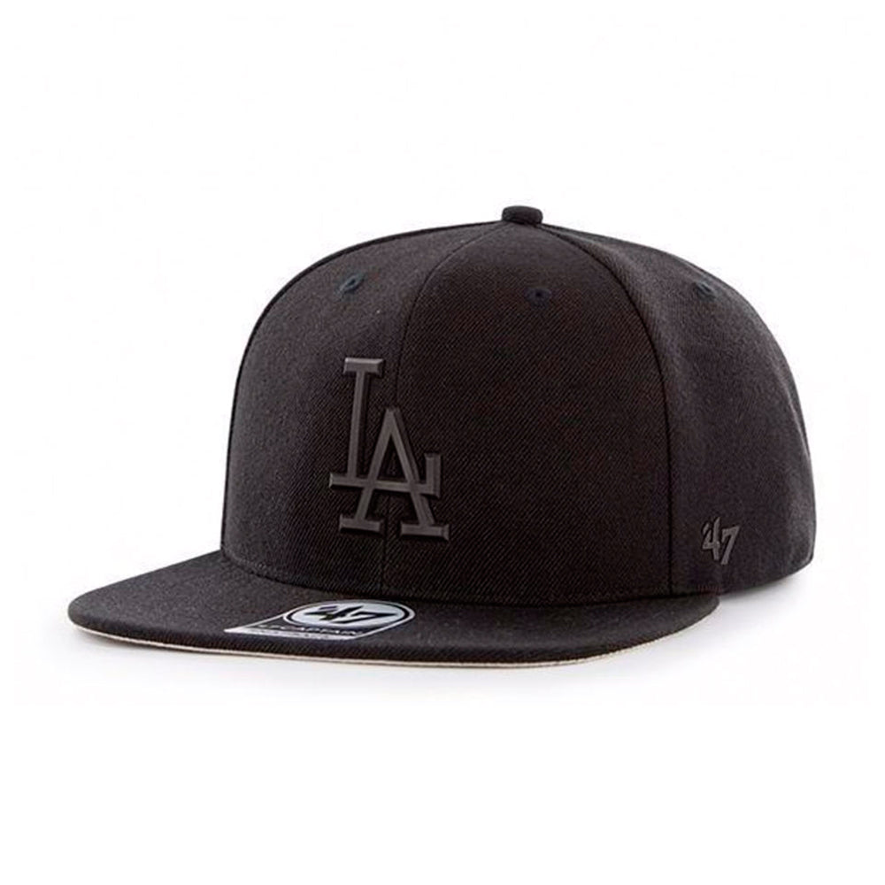 47 Brand Los Angeles LA Dodgers Matte Captain Snapback Black on Black Sort Sort B-MATTE12WBP-BKA