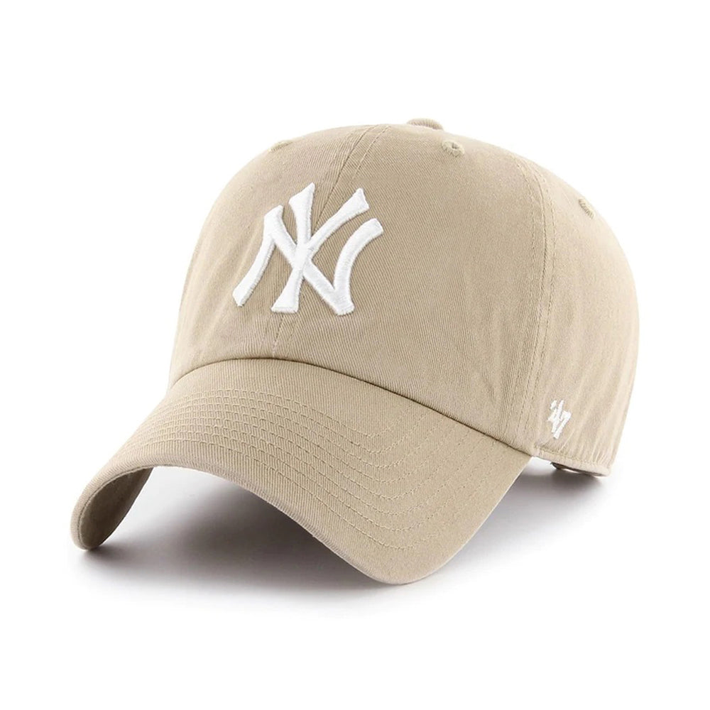 47 Brand MLB New York NY Yankees Clean Up Adjustable Justerbar Khaki White Beige Hvid B-RGW17GWSNL-KHC