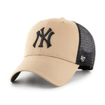 47 Brand MLB NY Yankees MVP Branson Trucker Snapback Khaki Black Beige Sort B-BRANS17CTP-KHE
