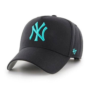 47 Brand MLB NY New York Yankees MVP DT Snapback Black Blue Teal Sort Hvid