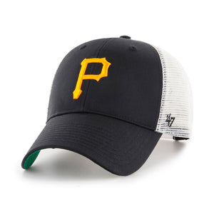 47 Brand Pittsburgh Pirates MVP Branson Trucker Snapback Black White Yellow Sort Hvid Gul