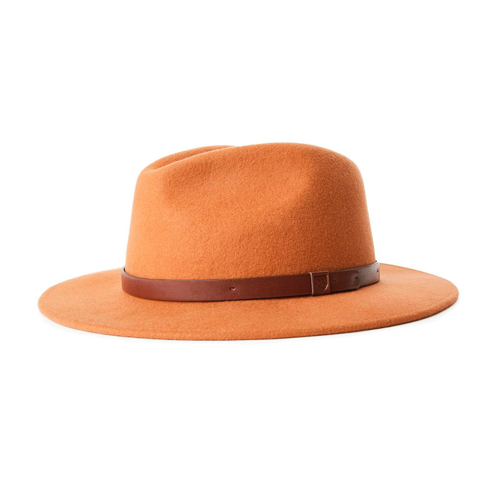 Brixton Messer Fedora Hat Hide Orange Brown Brun