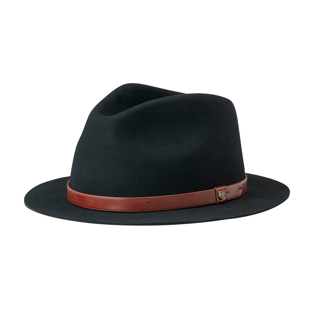 Brixton Messer Short Brim Fedora Feodra Hat Black Sort 10606-BLACK