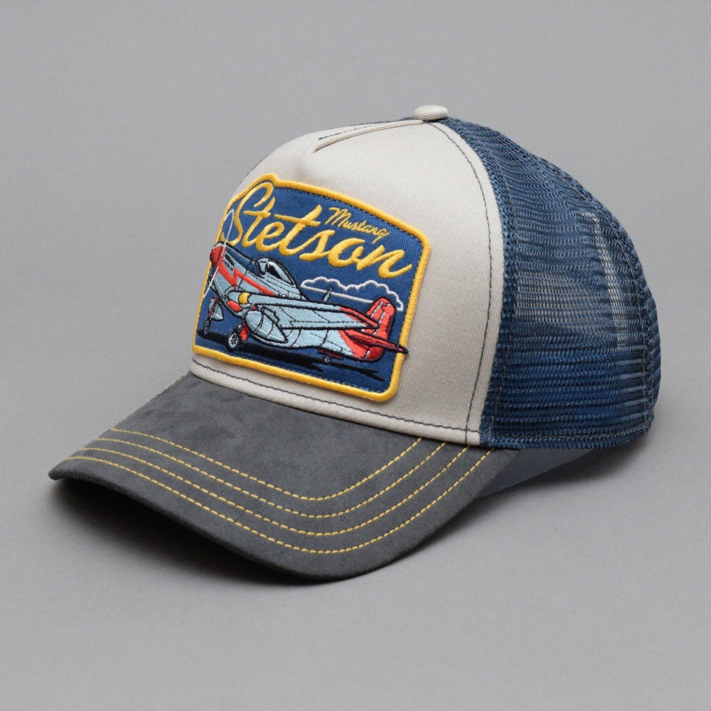 Stetson Mustang Trucker Snapback Beige Grey Navy Grå Blå 7766101-37 