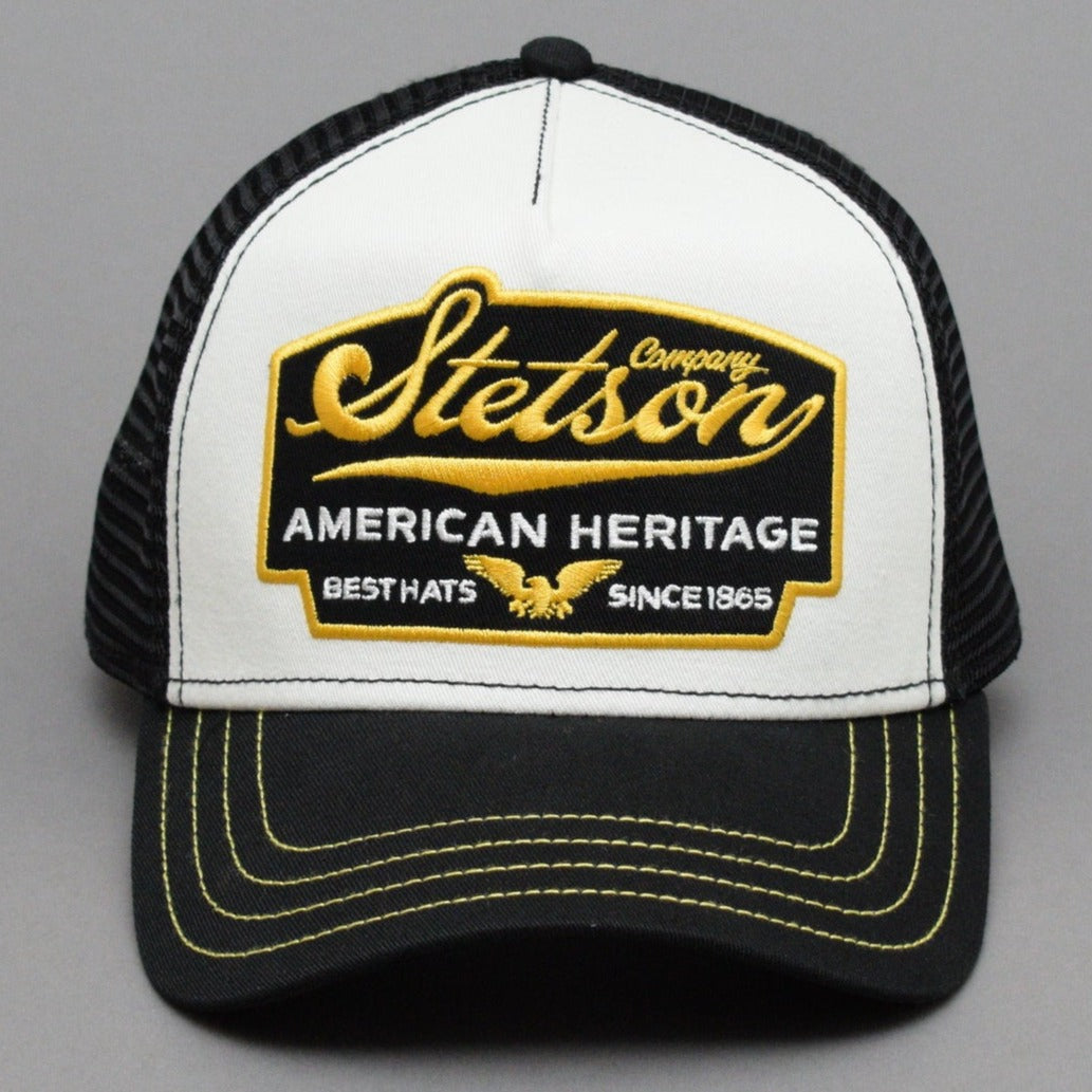 Stetson American Heritage Trucker Snapback Black White Sort Hvid