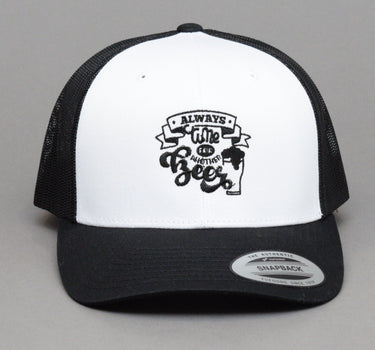 Ideal Always Time For Another Beer Trucker Snapback Black White Sort Hvid