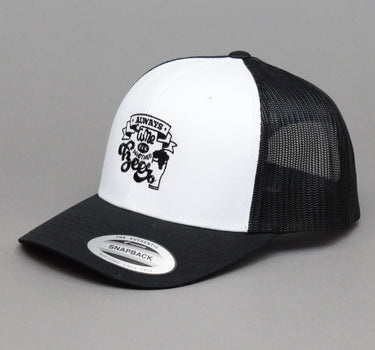 Ideal Always Time For Another Beer Trucker Snapback Black White Sort Hvid
