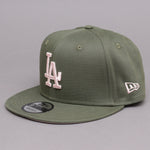 New Era LA Dodgers 9Fifty Side Patch Medium Snapback Olive Pink Grøn Lyserød 60298837