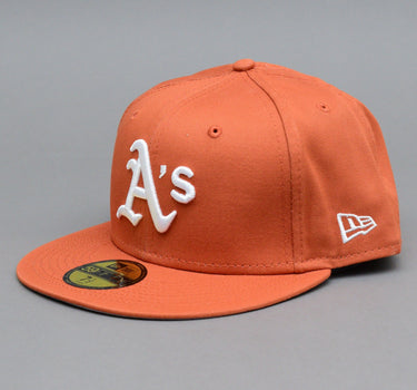 New Era MLB Oakland Athletics 59Fifty Essential Fitted Medium Brown White Brun Hvid 60298741
