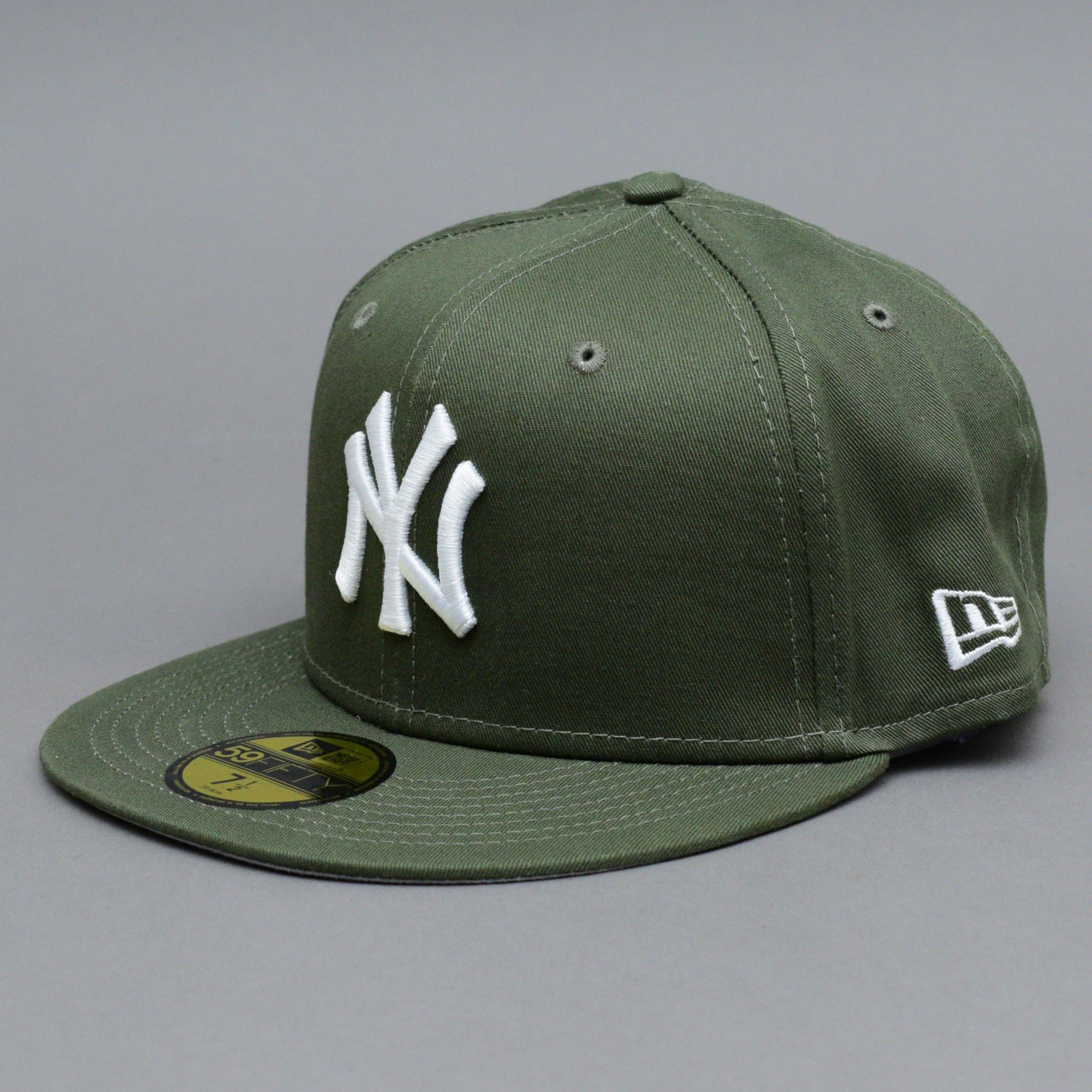 New Era MLB New York NY Yankees 59Fifty Essential Fitted Olive White Grøn Hvid 60298737