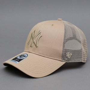 47 Brand MLB New York NY Yankees MVP Branson Trucker Snapback Khaki Khaki Beige B-BRANS17CTP-KH