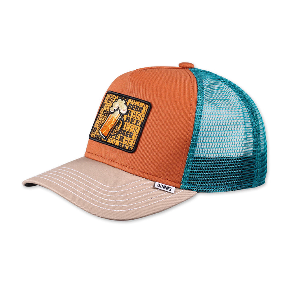 Djinns HTF Food Beer Trucker Snapback Rust Beige Green Brun Grøn 1004091