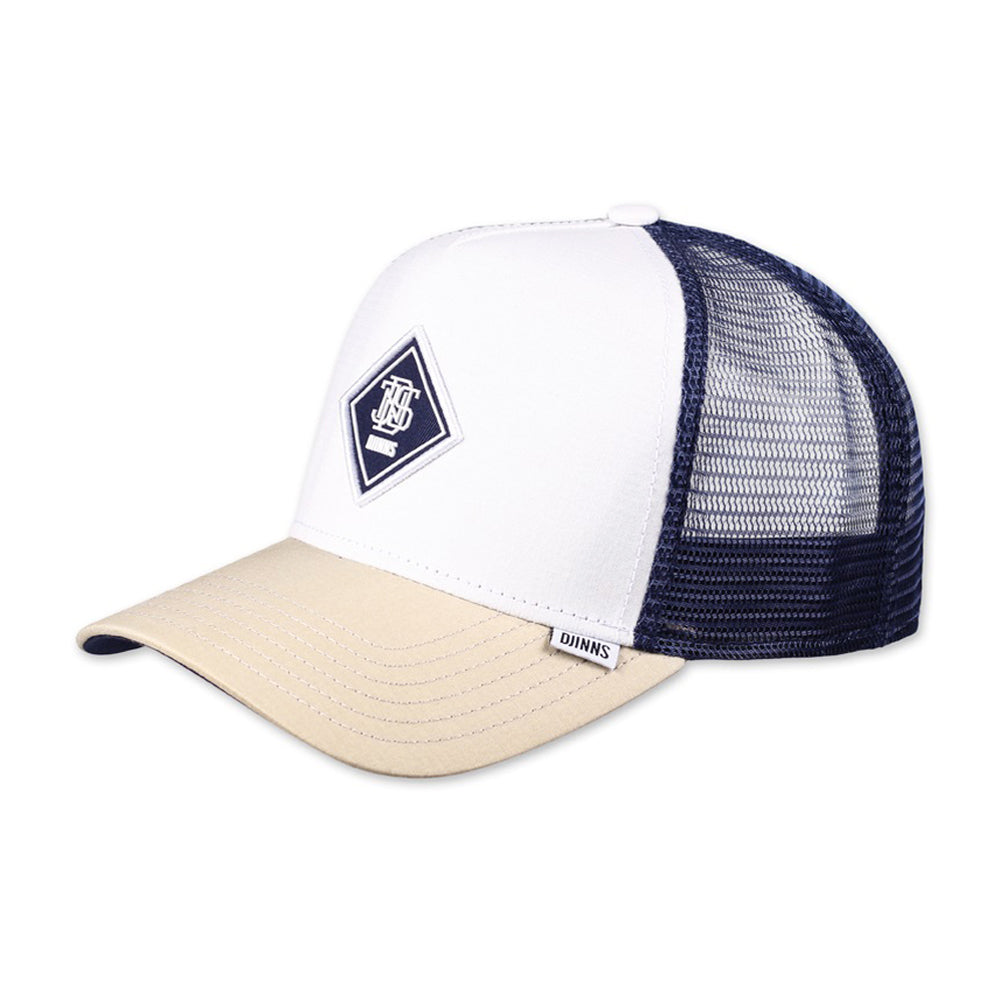 Djinns HTF P Seersucker Trucker Snapback Off White Beige Navy Hvid Blå 1004087