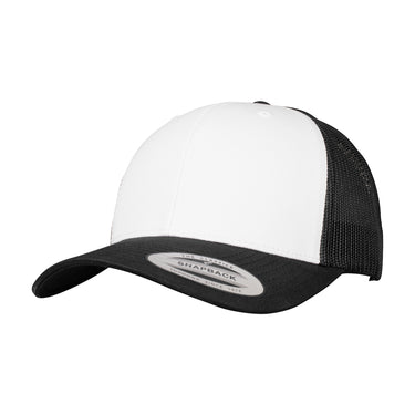 Flexfit Retro Colored Front Trucker Snapback 6606CF Black White Sort Hvid