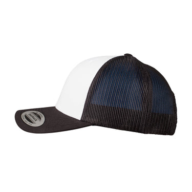 Flexfit Retro Colored Front Trucker Snapback 6606CF Black White Sort Hvid