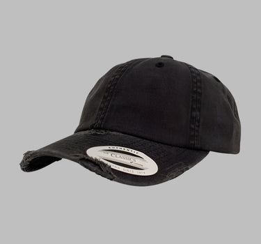 Flexfit Yupoong Dad Cap Justerbar 6245SP Black Destroyed Sort