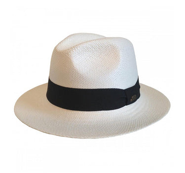 Headzone Panama Straw Hat Fedora Hat Satin White Hvid