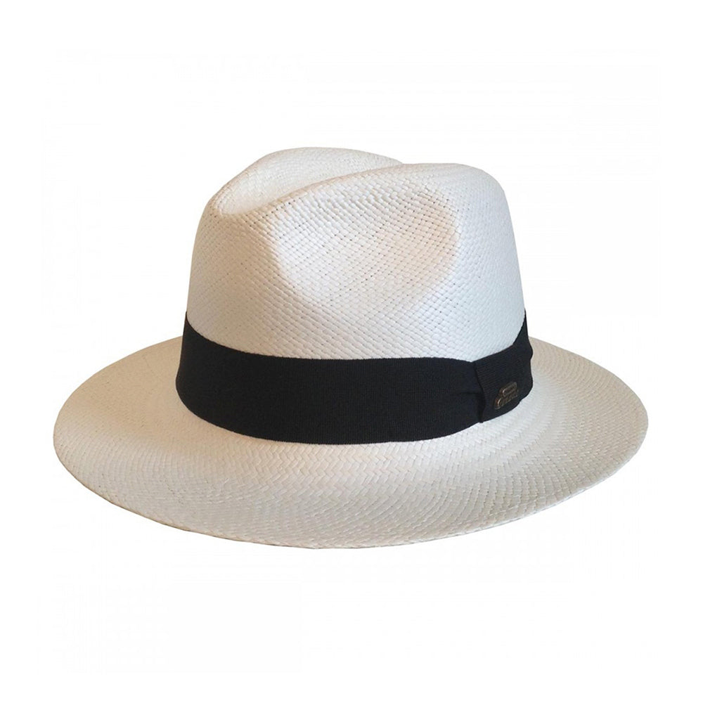 Headzone Panama Straw Hat Fedora Hat Satin White Hvid