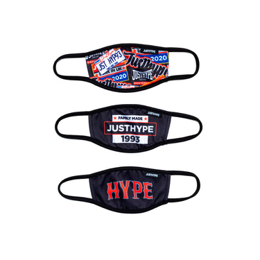 Hype 3X Kids Squad Face Mask Multi Color Camo Camouflage Black Sort SAFE0205